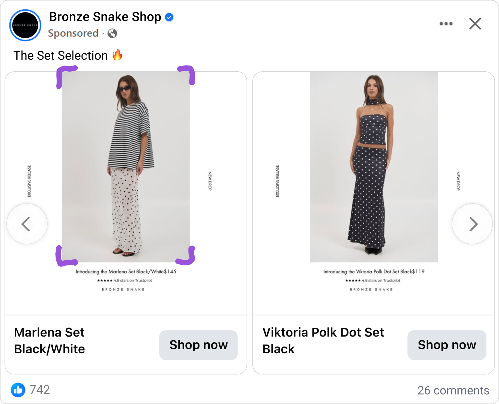 Product in center